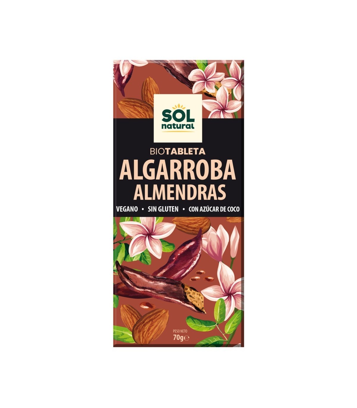 Tableta algarroba con almendras bio 70 g