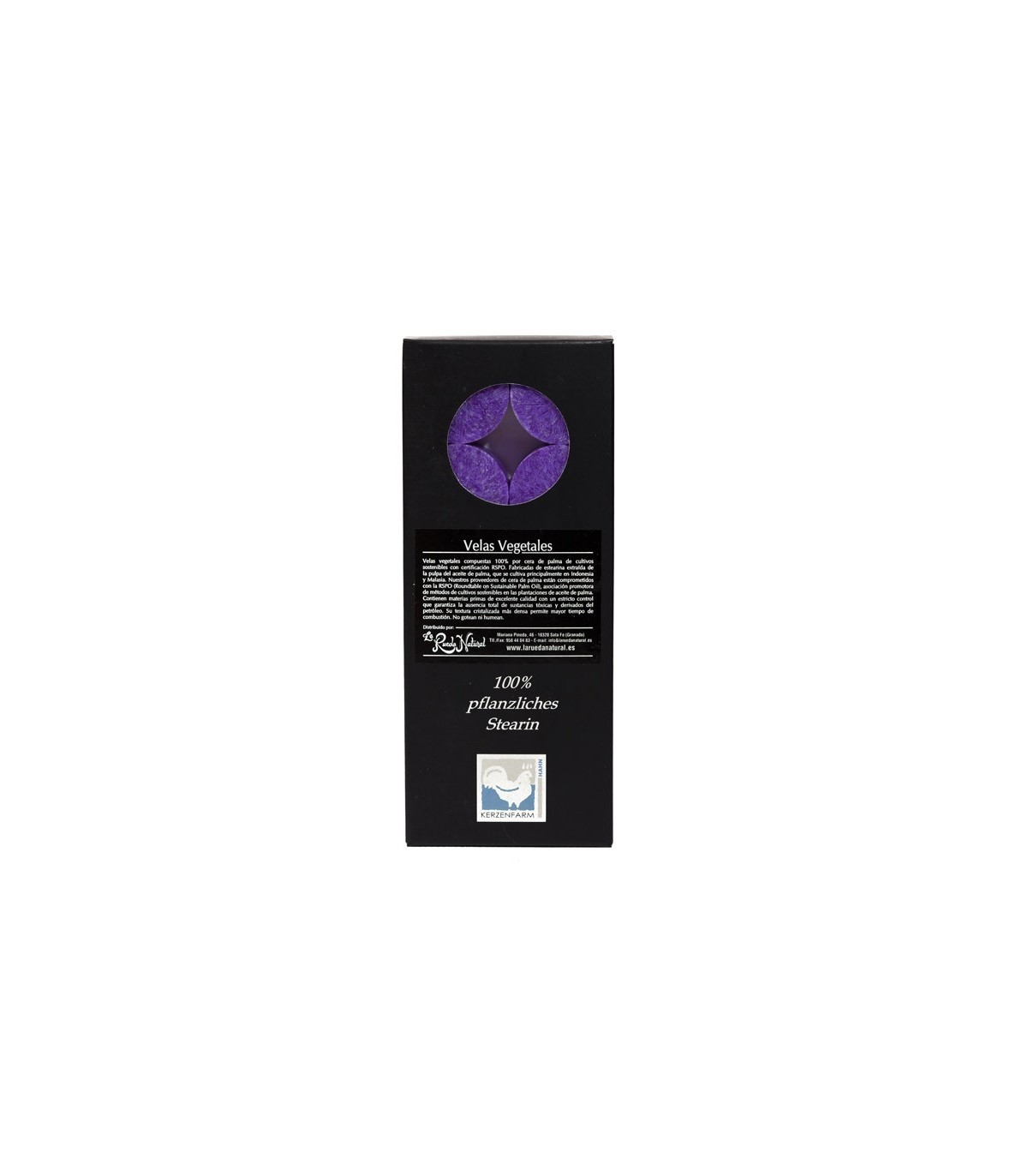 Vela de té de cera vegetal Violeta caja de 10 unids.