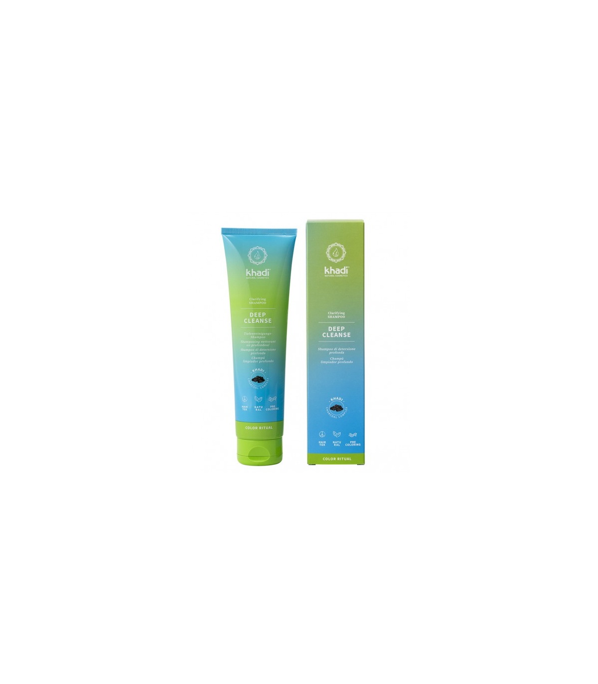 Khadi champú limpieza profunda detox 150 ml con carbón activado natural
