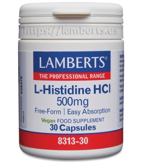 L-Histidina HCI 500 mg. En forma libre. Aminoácido no esencial