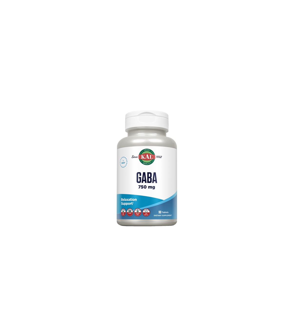 GABA 750 mg- 90 comprimidos. Sin gluten. Apto para veganos