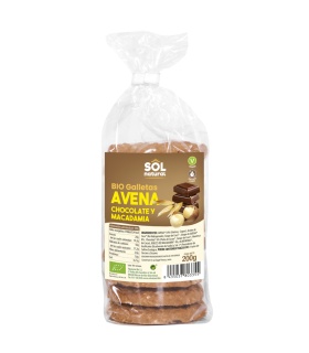 Galletas de avena con chocolate y macadamia, bio - 200gr