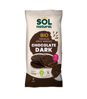 Tortas de arroz bañadas con chocolate dark bio - 100gr