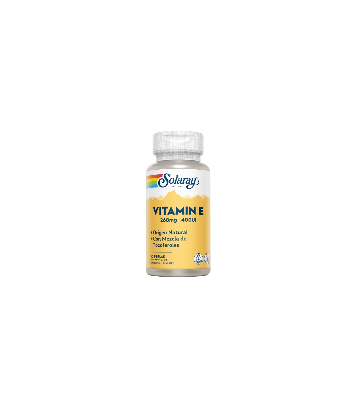 Vitamina E 400 UI- 50 perlas. Sin gluten.