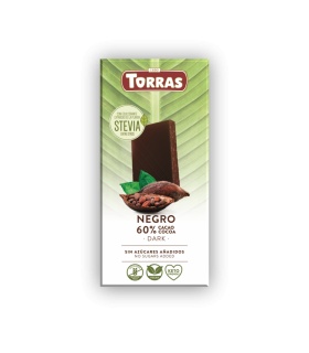 Chocolate Negro 60% Stevia - 100gr