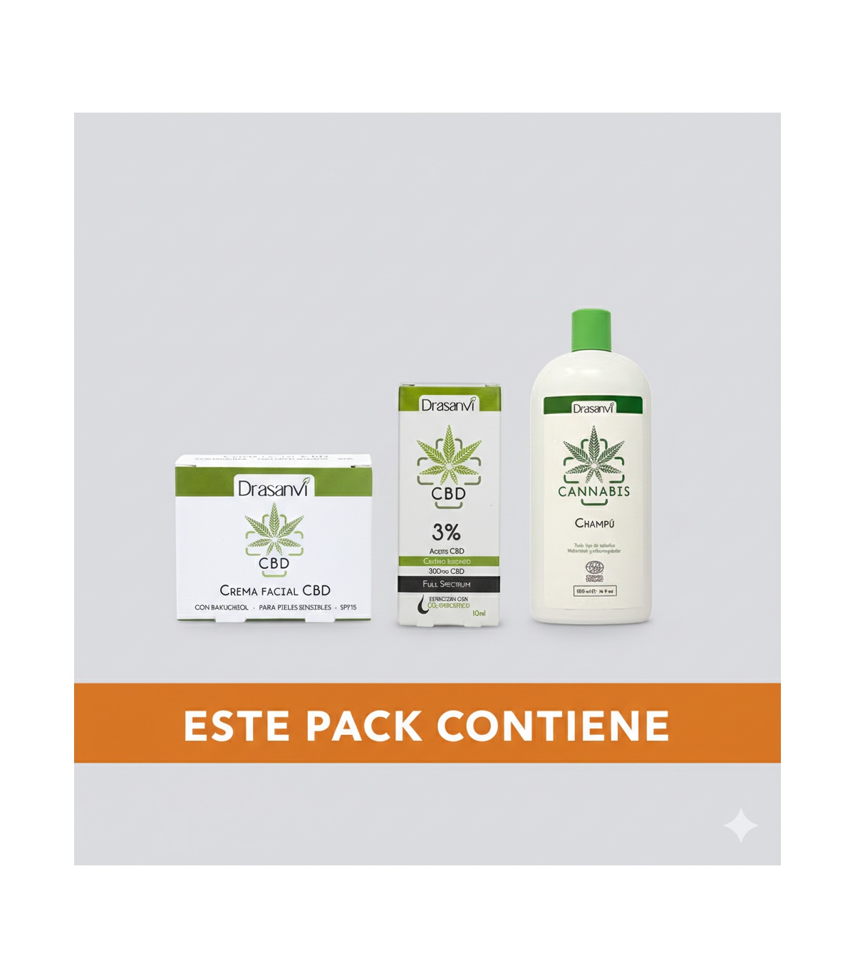 Pack OFERTA - Crema facial CBD SPF-15 + Aceite CBD 3% + CHAMPÚ DE REGALO