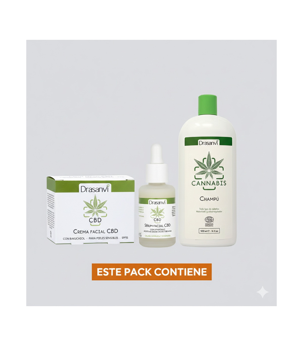Pack OFERTA - Crema facial CBD SPF-15 + Serum facial cannabis + CHAMPÚ DE REGALO