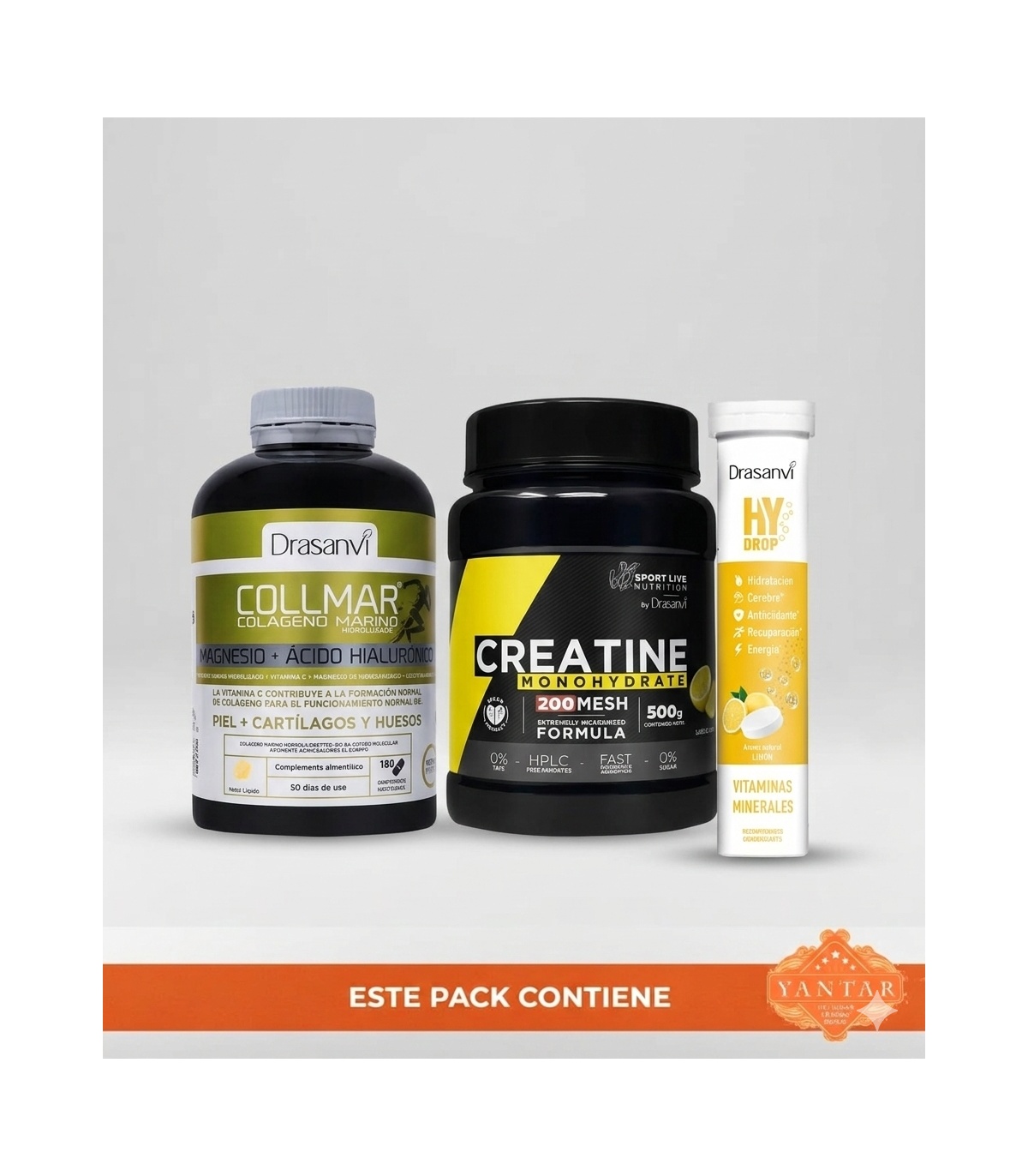 ¡Pack ahorro! - Collmar limón masticable + Creatina 200Mesh + HY Drop Electrolitos colágeno DE REGALO