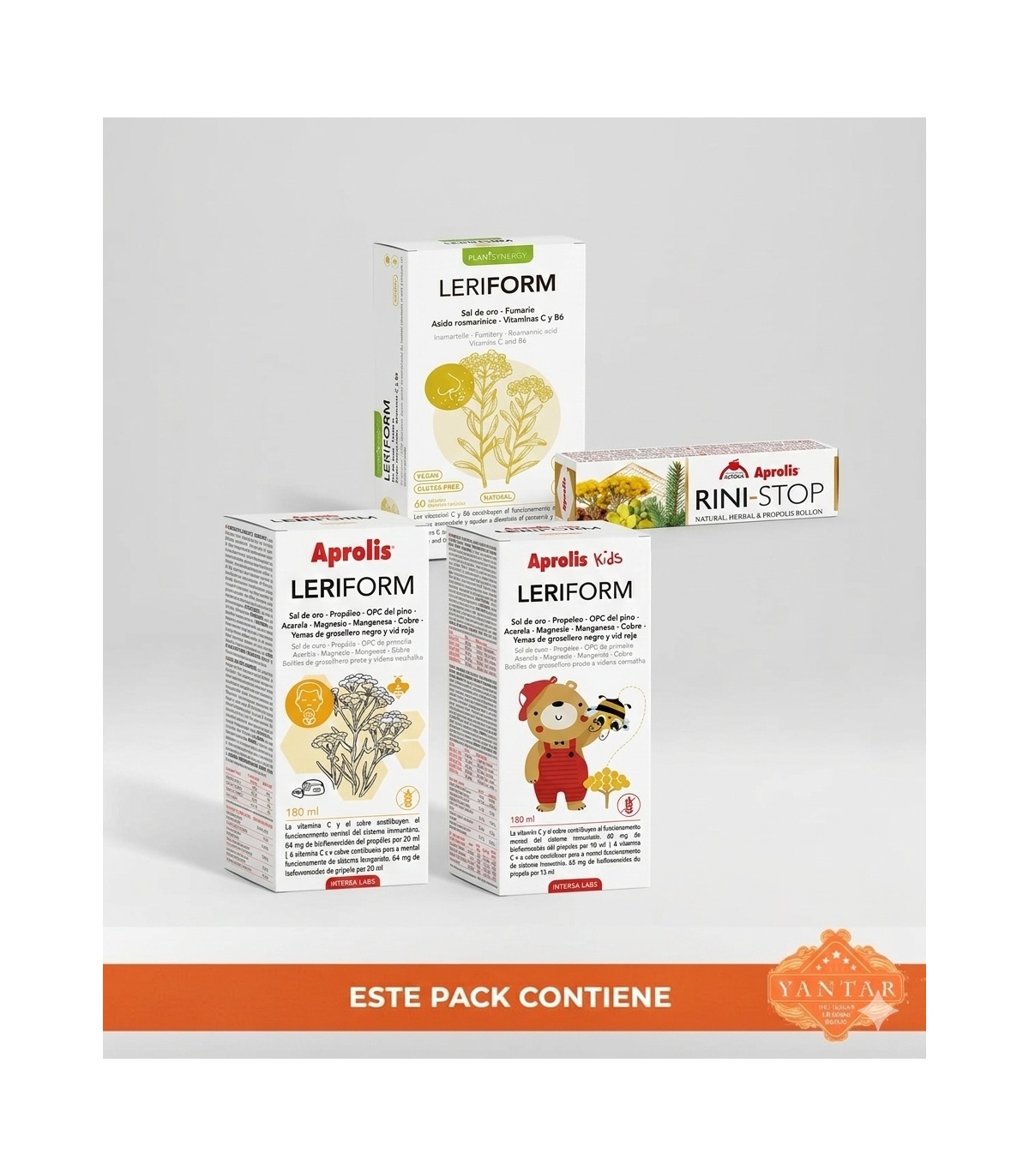 Pack '¡Di adiós a la alergia!' - LERIFORM ADULTOS + LERIFORM KIDS + LERIFORM  60 CÁPSULAS + RINISTOP ROLL-ON
