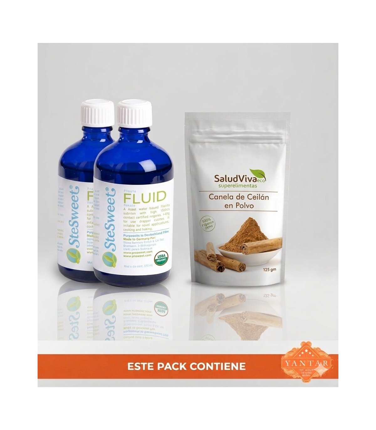 PACK AHORRO 'Endúlzate la vida' - 2 Stevia líquida 100ml + 1 Canela de Ceylán en polvo