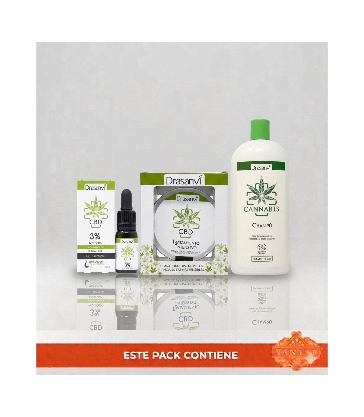 Pack OFERTA - CBD + 3 Arcillas + Aceite CBD 3% + CHAMPÚ DE CANNABIS DE REGALO