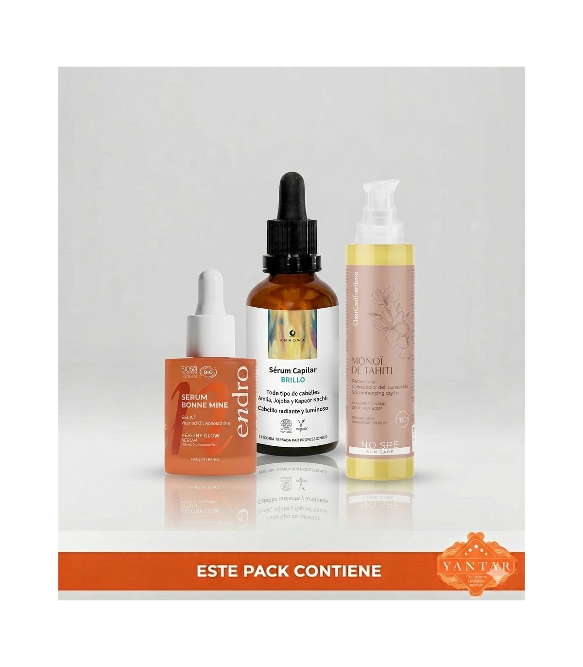 Pack 'Brillo natural veraniego' - SÉRUM ILUMINADOR +  SÉRUM CAPILAR + MONOÏ DE TAHITÍ