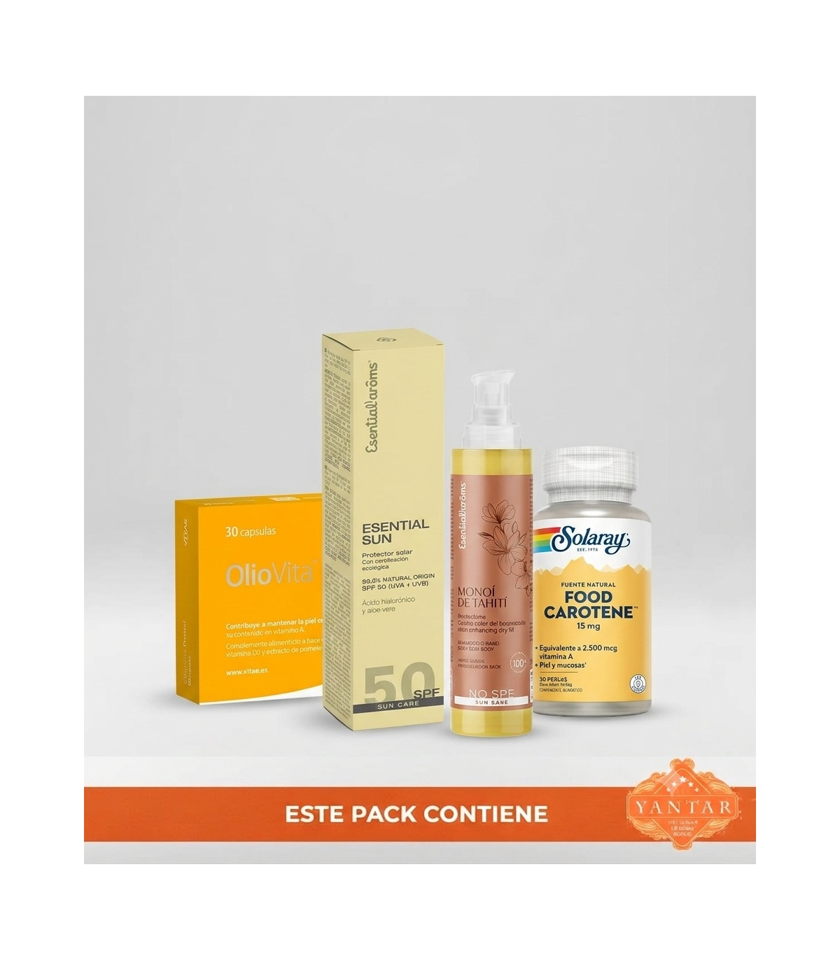 Pack protección solar todo el año con antioxidantes protector solar y monoi de tahití cuidado completo de la piel